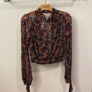Free People Multicolor Floral Sheer Blouse